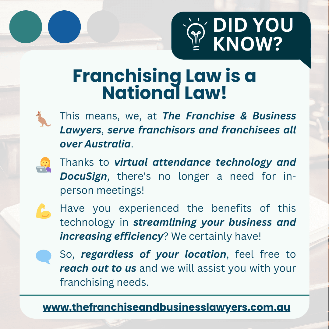 Did You Know? Franchising Law Is A National Law Did You Know? Franchising Law Is A National Law